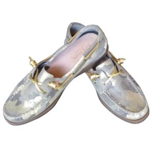 Sperry Women’s Size 8M US, 2-Eye Vida Metallic Camo Boat Shoe Olive STS86659‎